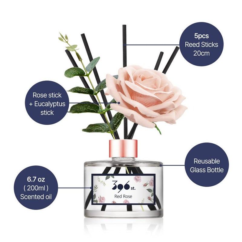 396 st. Rose Flower Reed Diffuser, Red Rose, 200ml(6.7oz) / Reed Diffuser Sets, Home Fragrance, Scented Oils, Home & Bathroom DÃ©cor - Image 3